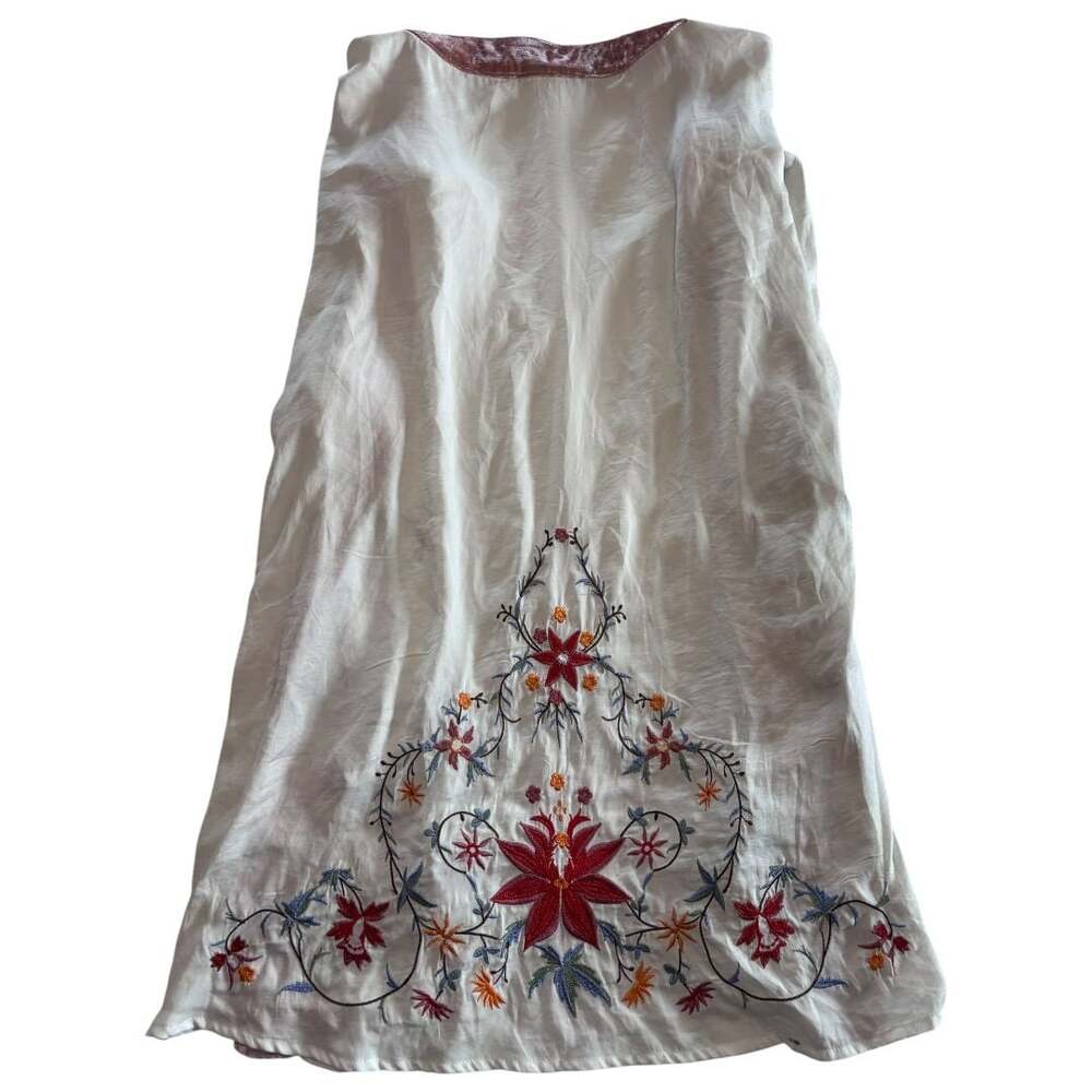 Entro White Floral Embroidered Velvet Trim Kimono Cardigan S - Picture 3 of 7